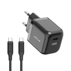 A Photo Of Green Lion Ultra Compact GaN Wall Charger - 20W USB-C EU Plug with Cable