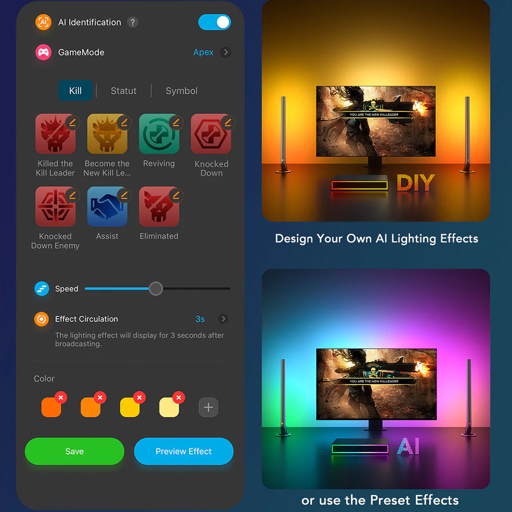 A Photo Of Govee AI Gaming Sync Box Kit – HDMI 2.0 Lighting Sync for 4K, 240Hz, Dolby Vision & Real-Time RGB Effects