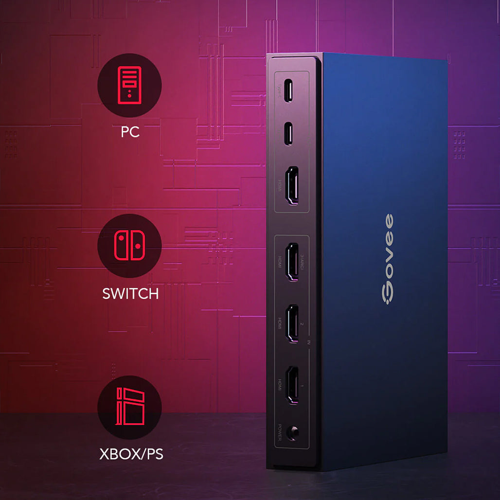 A Photo Of Govee AI Gaming Sync Box Kit – HDMI 2.0 Lighting Sync for 4K, 240Hz, Dolby Vision & Real-Time RGB Effects