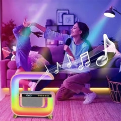 A Photo Of LED Wireless Charging Speaker with RGB Mood Light & Clock – HM-G3 Big Square G | Bluetooth 5.2 | 15W Fast Charging