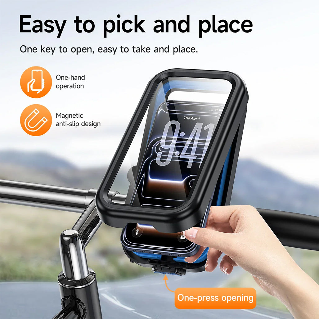 A Photo Of HOCO H95 Waterproof Bike Phone Mount – 360° Rotating Motorcycle & Bicycle Phone Holder