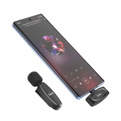 A Photo Of Hoco L15 Wireless Lavalier Microphone – For Type-C and iPhone Devices