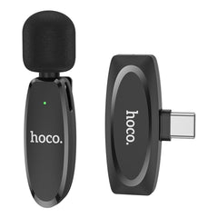 A Photo Of Hoco L15 Wireless Lavalier Microphone – For Type-C and iPhone Devices