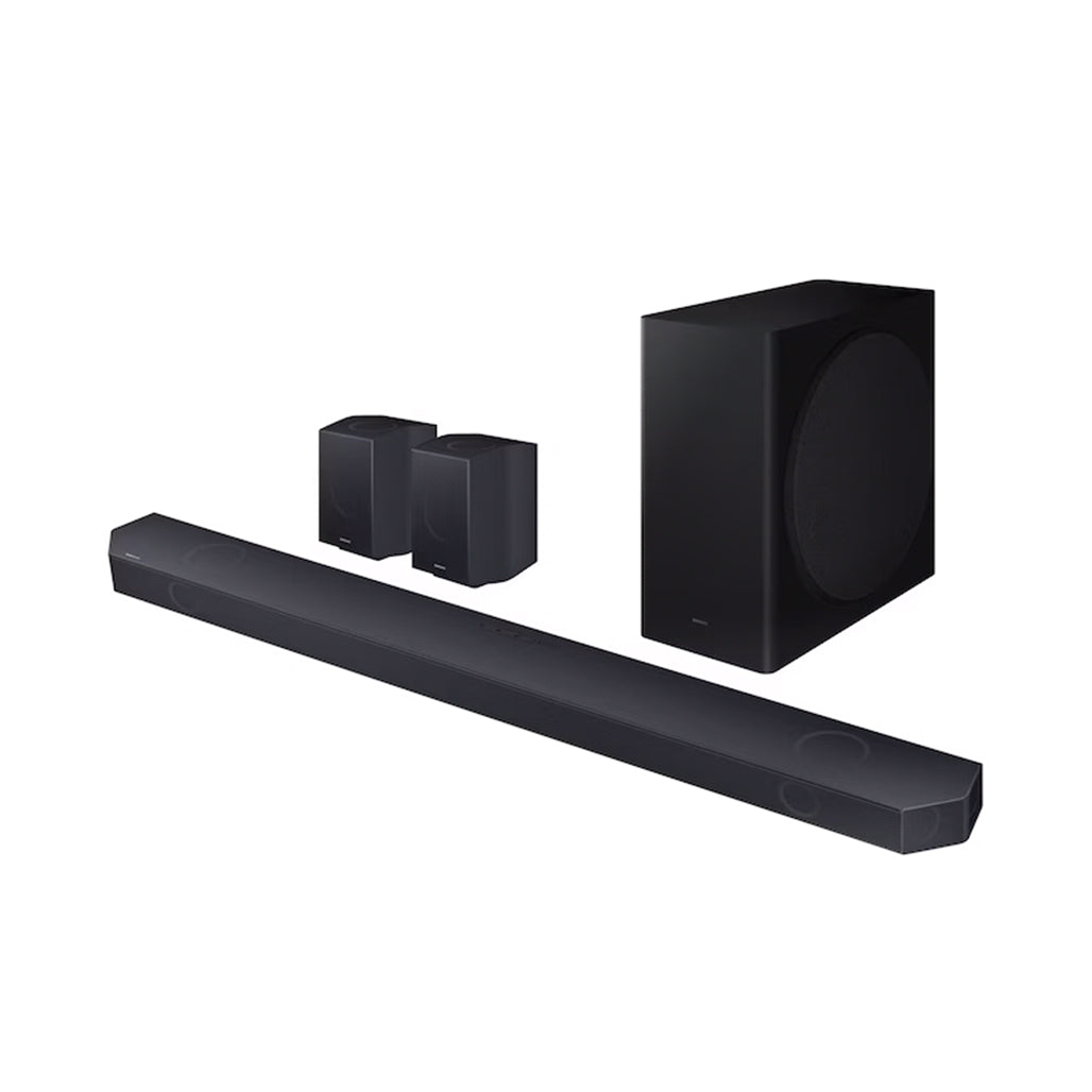 A Photo Of Samsung Q-Series Soundbar HW-Q935D 9.1.4CH with subwoofer and rear speakers (2024)