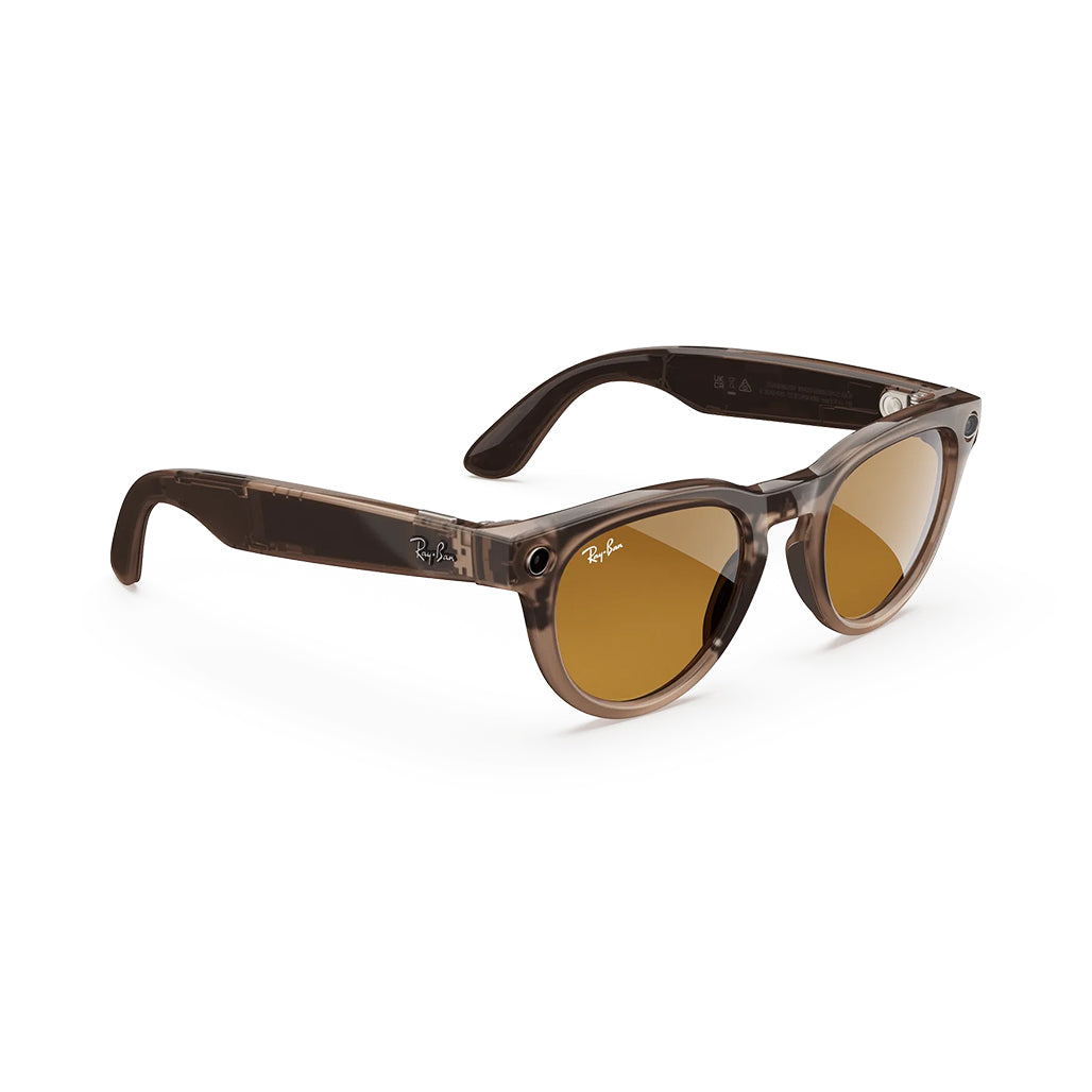 A Photo Of Ray-Ban Meta Headliner Smart Glasses RW4009 – Shiny Warm Stone Frames with Saffron Yellow Transitions® Lenses