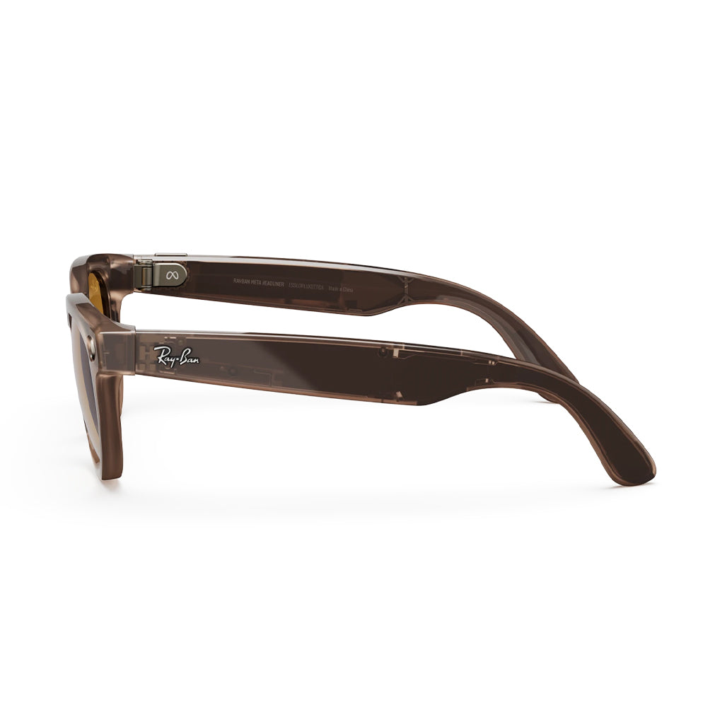 A Photo Of Ray-Ban Meta Headliner Smart Glasses RW4009 – Shiny Warm Stone Frames with Saffron Yellow Transitions® Lenses