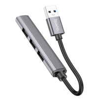 Hoco HB26 4-in-1 USB Hub – Aluminum Alloy, USB 3.0 & USB 2.0 Ports,