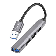 A Photo Of Hoco HB26 4-in-1 USB Hub – Aluminum Alloy, USB 3.0 & USB 2.0 Ports,