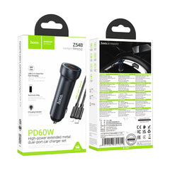 A Photo Of Hoco Z54B Prosperous 60W Dual Type-C Car Charger