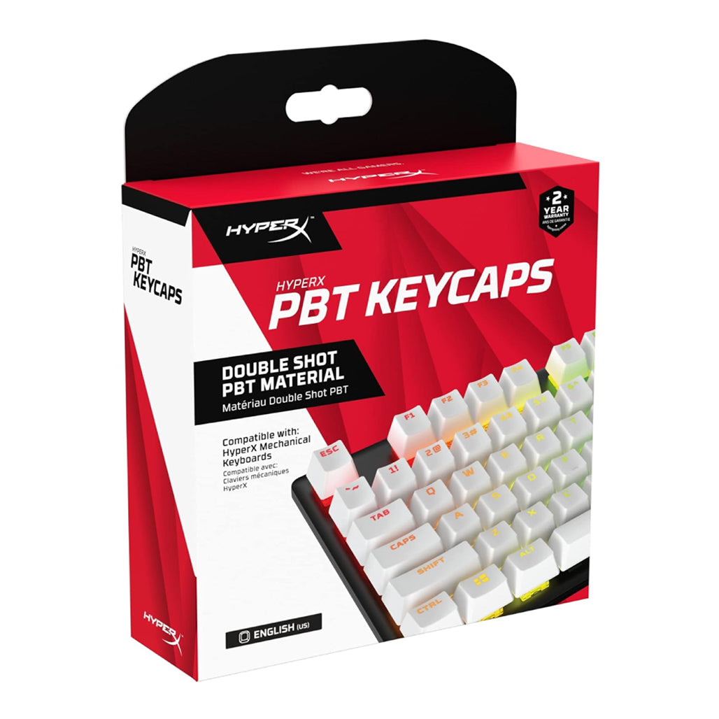 A Photo Of HyperX Full Key Set PBT Keycaps - White | Durable with Shine-Through Font