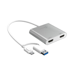 A Photo Of J5Create USB-C to Dual HDMI™ Multi-Monitor Adapter - JCA365 | 4K & 2K Display Support for MacBook® and Windows®