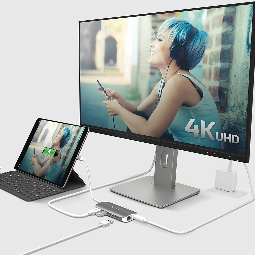 A Photo Of J5 Create USB-C Multi Adapter JCD383 - 9-in-1 Portable Hub with 4K HDMI, Power Delivery, and Gigabit Ethernet