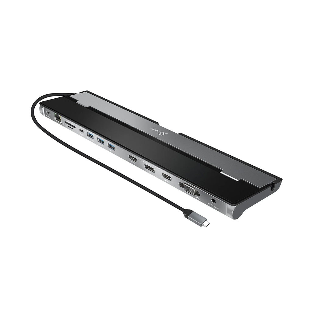 A Photo Of J5Create USB-C Triple Display Docking Station JCD543 | 4K HDMI, VGA, & DisplayPort™ Outputs | 100W Power Delivery