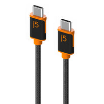J5Create JUCX24 USB-C™ to USB-C™ Sync & Charge Cable - 6 ft Durable Braided Polyester, High-Speed Data Transfer & Charging