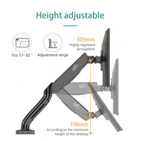 KALOC DS90 Adjustable Monitor Arm with Gas Spring for 17" - 32" Screens | Ergonomic Height & Cable Management