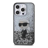 Karl Lagerfeld Liquid Glitter Hard Case with Ikonik Logo for iPhone 16 Pro – Slim, Stylish, and Durable Protection