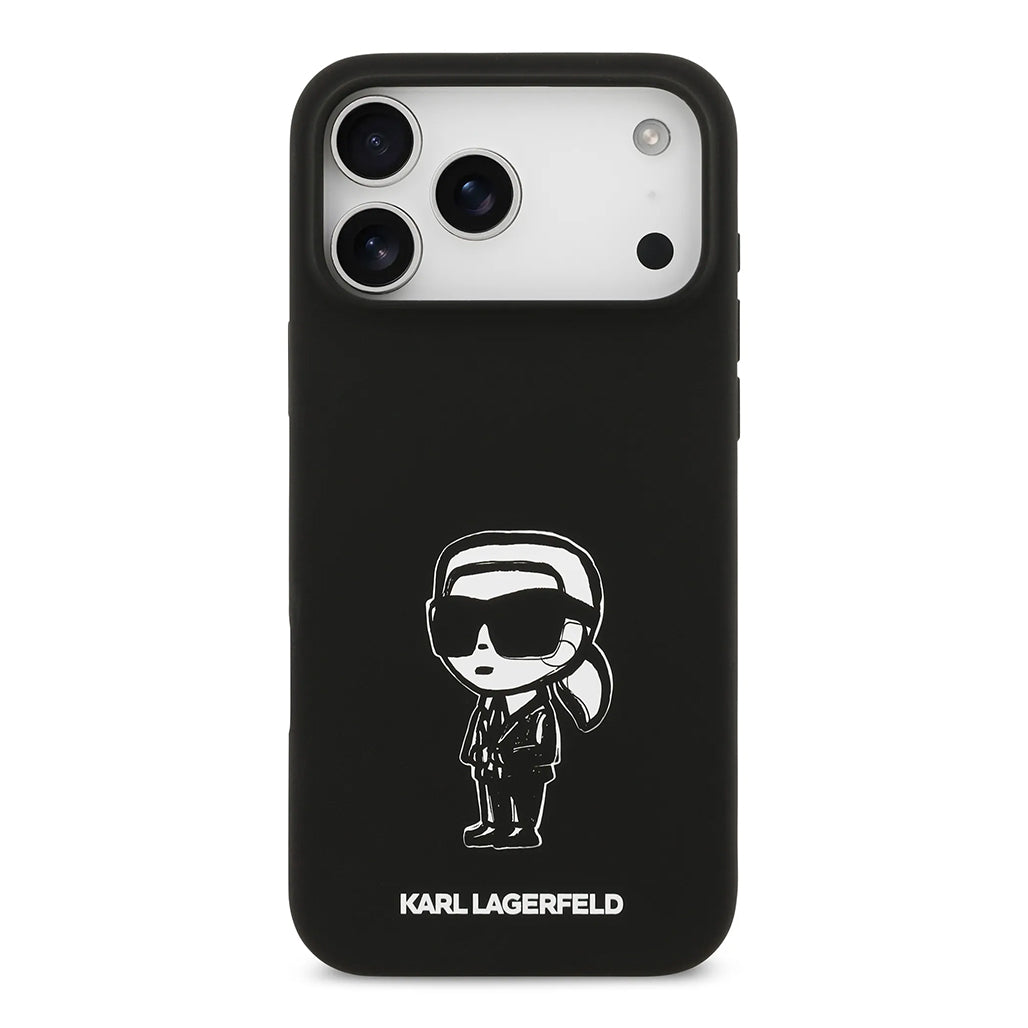 A Photo Of Karl Lagerfeld Liquid Silicone Case with Karl Sketch for iPhone 17 Pro