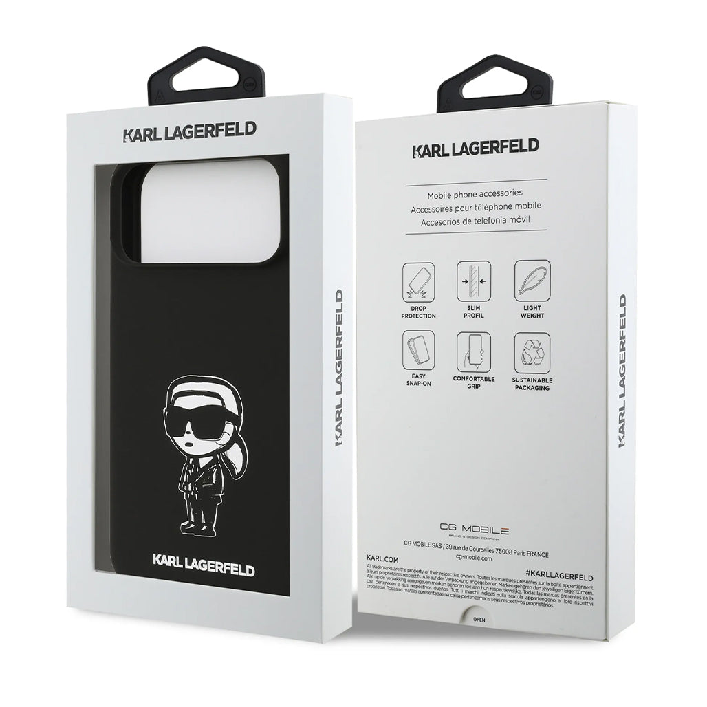 A Photo Of Karl Lagerfeld Liquid Silicone Case with Karl Sketch for iPhone 17 Pro