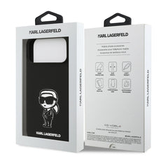 A Photo Of Karl Lagerfeld Liquid Silicone Case with Karl Sketch for iPhone 17 Pro