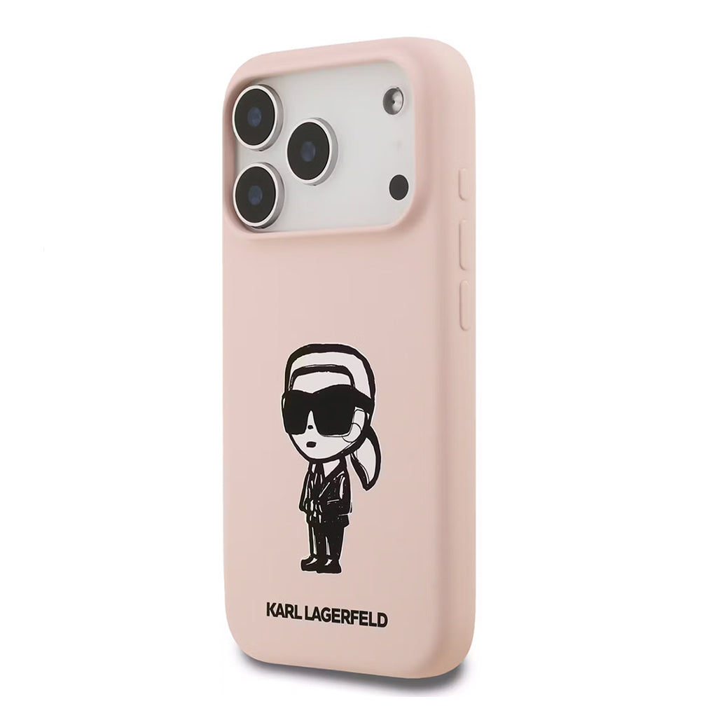 A Photo Of Karl Lagerfeld Liquid Silicone Case with Karl Sketch for iPhone 17 Pro