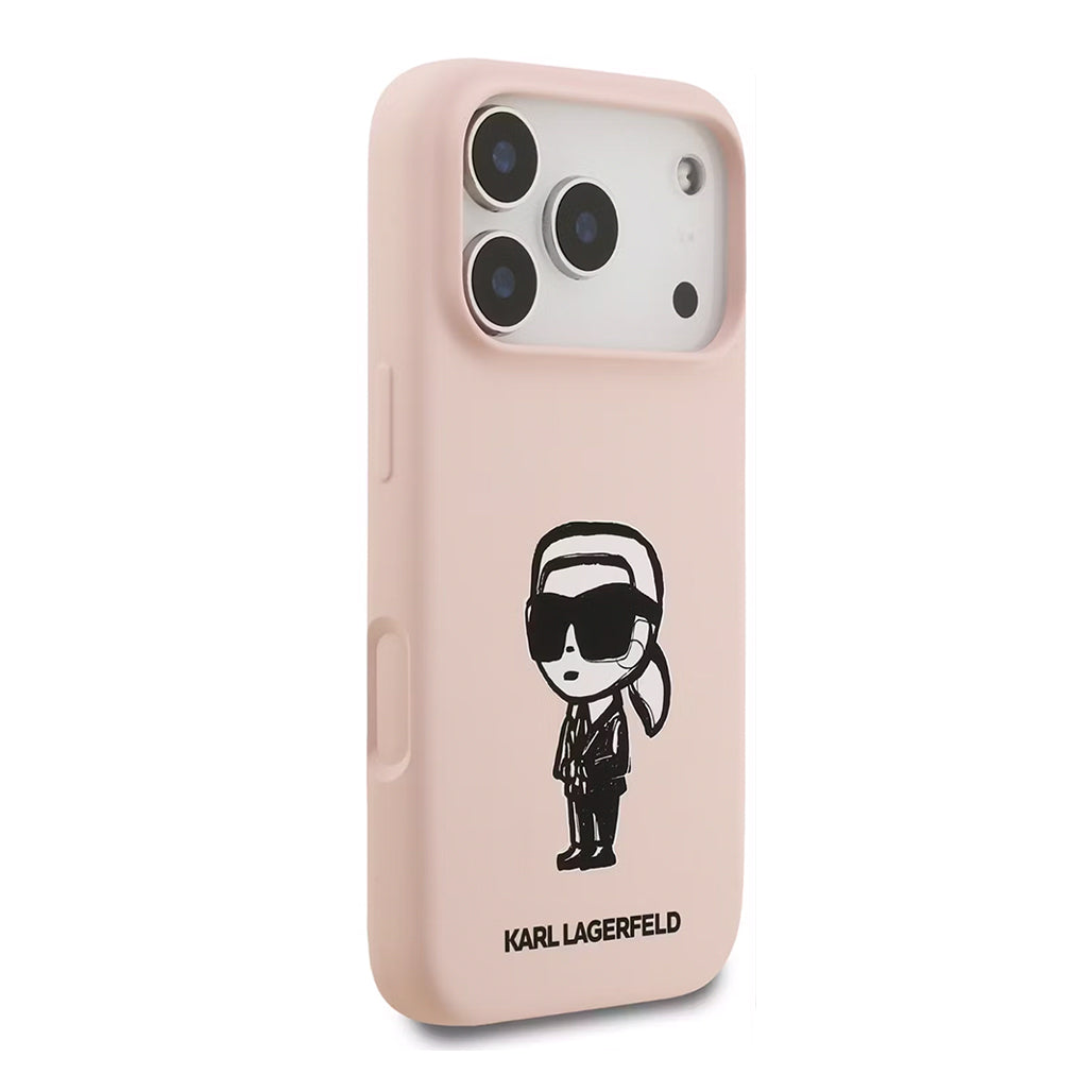 A Photo Of Karl Lagerfeld Liquid Silicone Case with Karl Sketch for iPhone 17 Pro