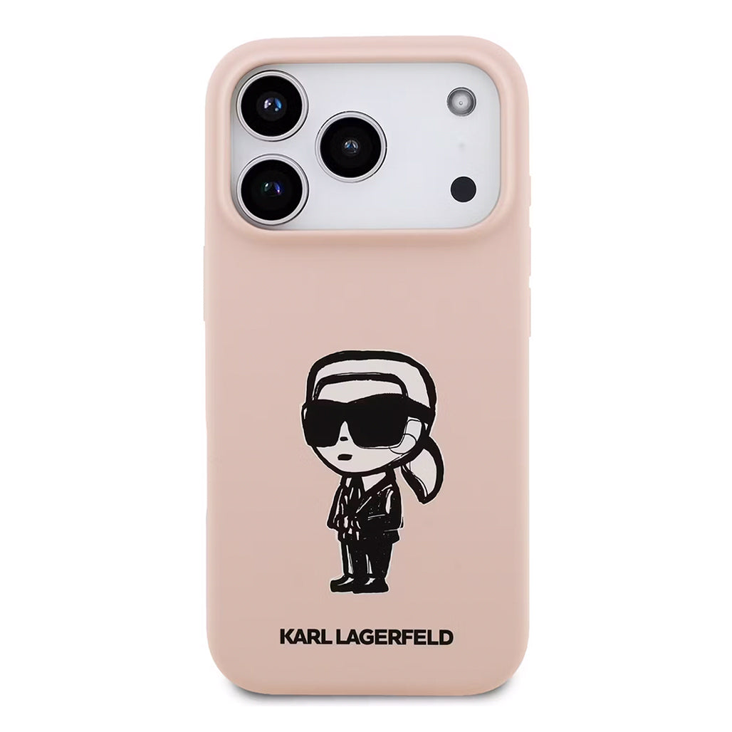 A Photo Of Karl Lagerfeld Liquid Silicone Case with Karl Sketch for iPhone 17 Pro