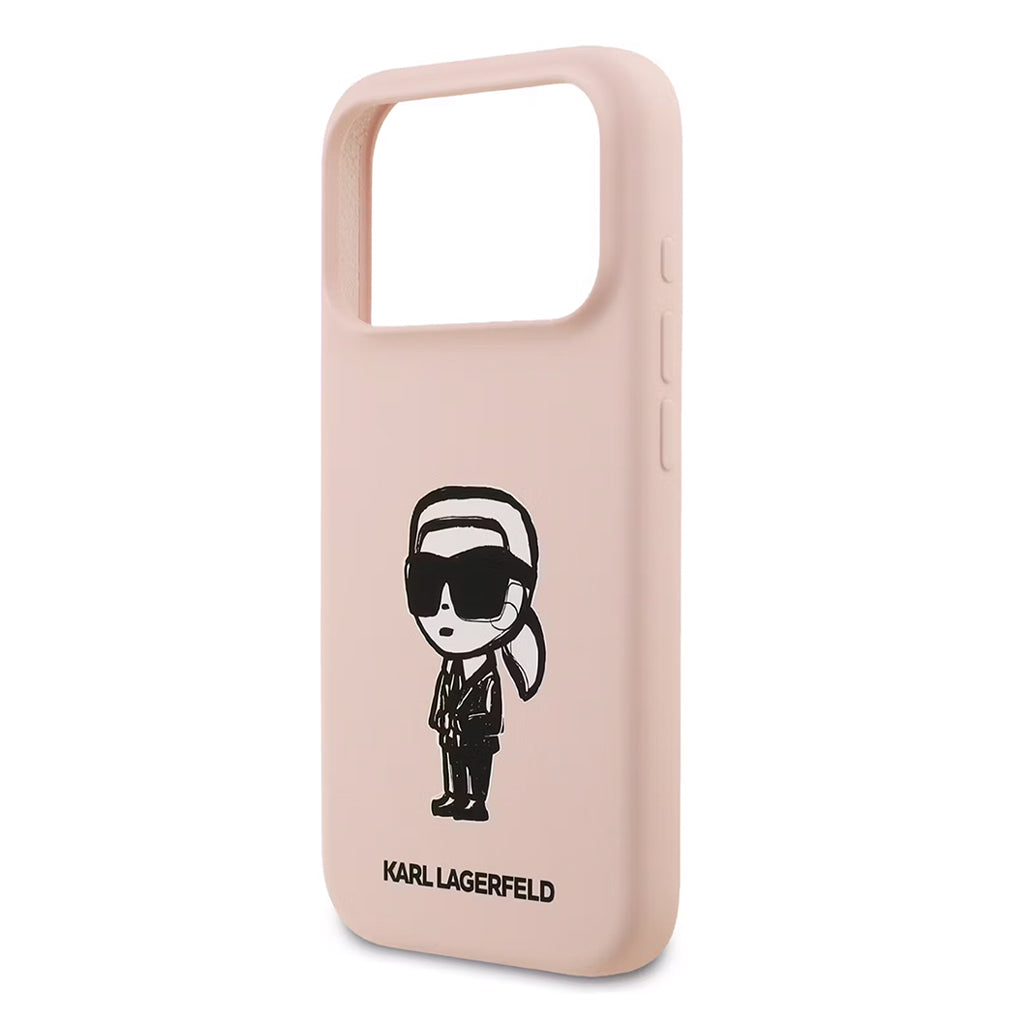 A Photo Of Karl Lagerfeld Liquid Silicone Case with Karl Sketch for iPhone 17 Pro