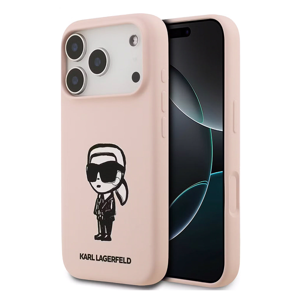A Photo Of Karl Lagerfeld Liquid Silicone Case with Karl Sketch for iPhone 17 Pro