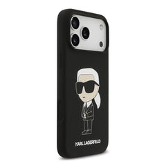 A Photo Of Karl Lagerfeld Liquid Silicone Case with Ikonik NFT Logo for iPhone 17 Pro Max