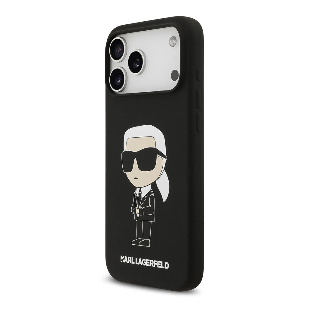 A Photo Of Karl Lagerfeld Liquid Silicone Case with Ikonik NFT Logo for iPhone 17 Pro Max