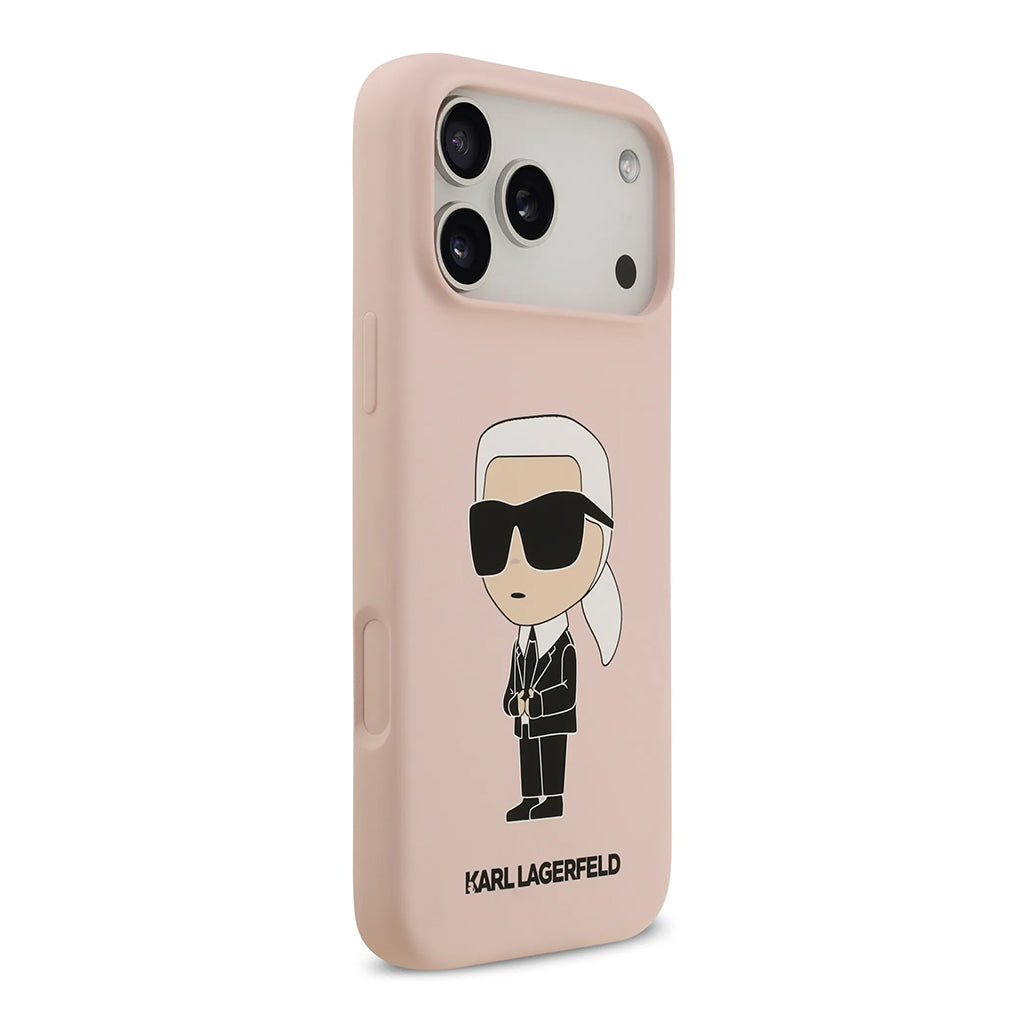 A Photo Of Karl Lagerfeld Liquid Silicone Case with Ikonik NFT Logo for iPhone 17 Pro Max
