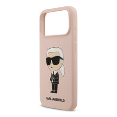 A Photo Of Karl Lagerfeld Liquid Silicone Case with Ikonik NFT Logo for iPhone 17 Pro Max