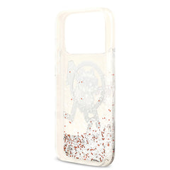 A Photo Of Karl Lagerfeld MagSafe Liquid Glitter Case with Scattered Choupette Logo for iPhone 17 Pro Max