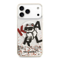 Karl Lagerfeld MagSafe Liquid Glitter Case with Scattered Choupette Logo for iPhone 17 Pro Max