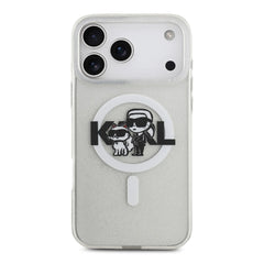 A Photo Of Karl Lagerfeld MagSafe Glitter Case with Karl & Choupette Heads for iPhone 17 Pro Max