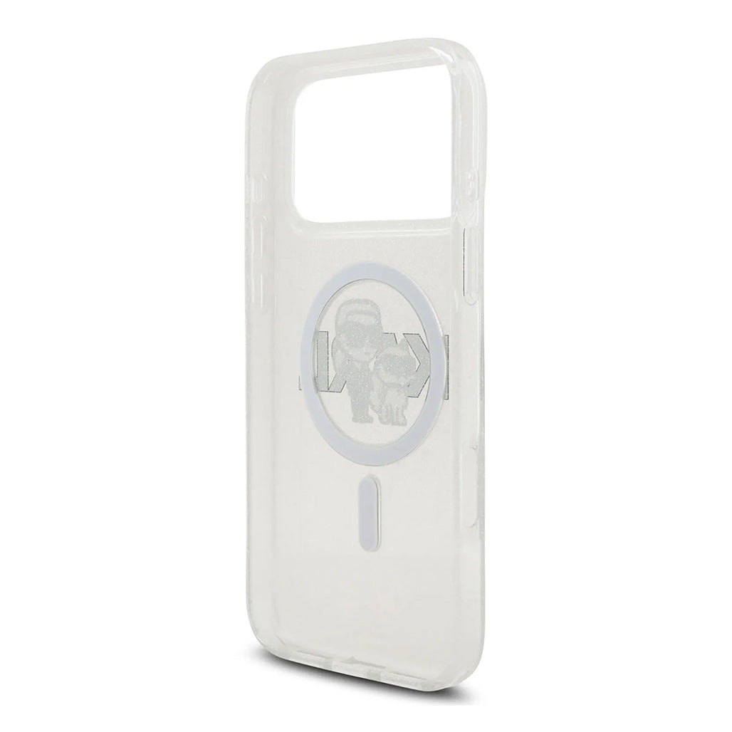A Photo Of Karl Lagerfeld MagSafe Glitter Case with Karl & Choupette Heads for iPhone 17 Pro Max