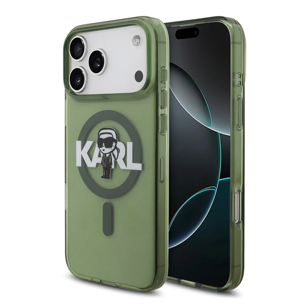A Photo Of Karl Lagerfeld MagSafe IML Case for iPhone 17 Pro Max – Transparent Kaki