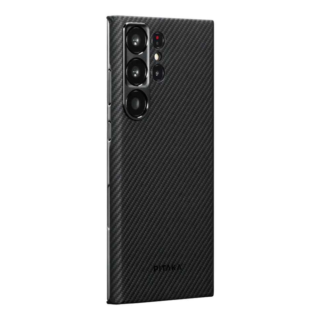 A Photo Of PITAKA MagEZ Case 3 - Ultra Slim 600D Aramid Fiber Black/Grey (Twill) Case for Samsung Galaxy S23 Ultra