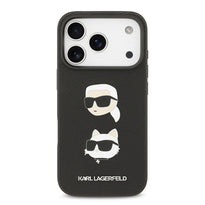 Karl Lagerfeld Full Wrapped Saffiano Leather Case with Karl & Choupette Head Pins for iPhone 17 Pro