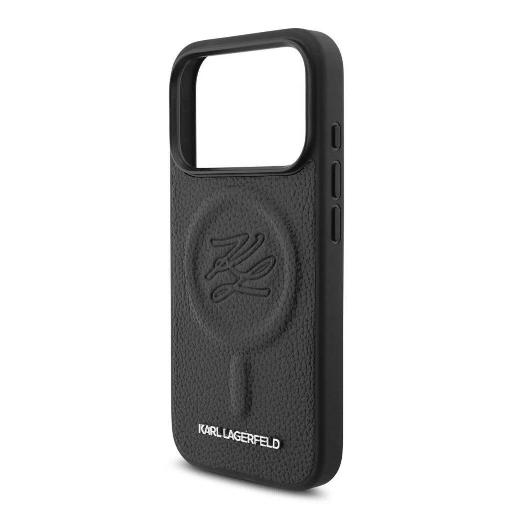 A Photo Of Karl Lagerfeld MagSafe PU Leather Case with Debossed Logo for iPhone 17 Pro