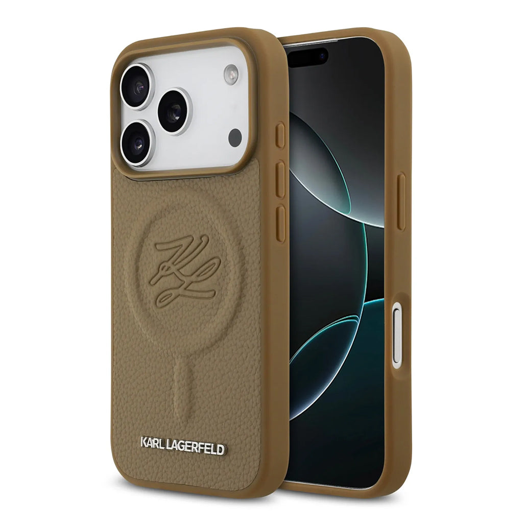 A Photo Of Karl Lagerfeld MagSafe PU Leather Case with Debossed Logo for iPhone 17 Pro Max