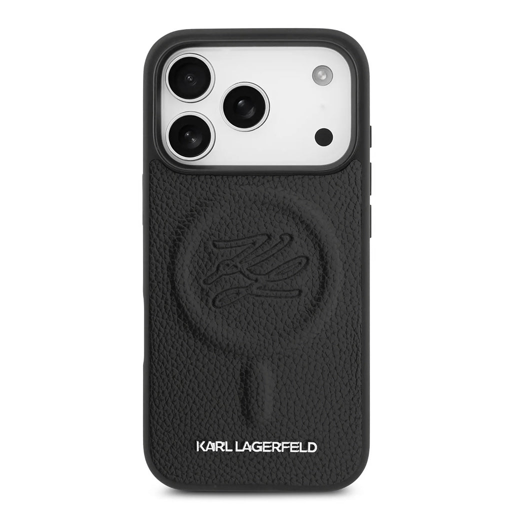 A Photo Of Karl Lagerfeld MagSafe PU Leather Case with Debossed Logo for iPhone 17 Pro