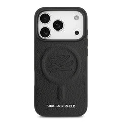 A Photo Of Karl Lagerfeld MagSafe PU Leather Case with Debossed Logo for iPhone 17 Pro