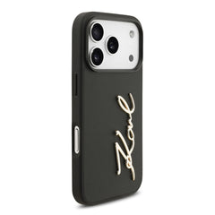 A Photo Of Karl Lagerfeld PU Leather Case with Script Logo & Metal Buttons for iPhone 17 Pro