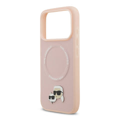A Photo Of Karl Lagerfeld PU Leather Case with Karl & Choupette Head Pins for iPhone 17 Pro Max