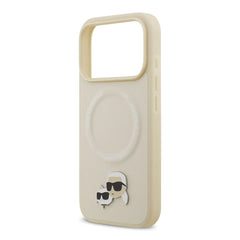 A Photo Of Karl Lagerfeld PU Leather Case with Karl & Choupette Head Pins for iPhone 17 Pro Max