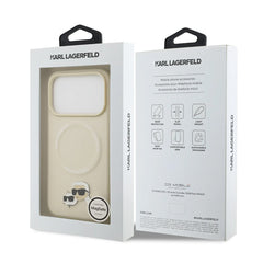 A Photo Of Karl Lagerfeld PU Leather Case with Karl & Choupette Head Pins for iPhone 17 Pro Max