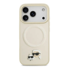 A Photo Of Karl Lagerfeld PU Leather Case with Karl & Choupette Head Pins for iPhone 17 Pro Max