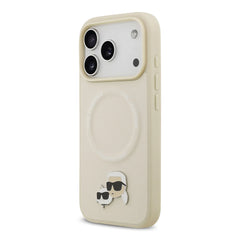 A Photo Of Karl Lagerfeld PU Leather Case with Karl & Choupette Head Pins for iPhone 17 Pro Max