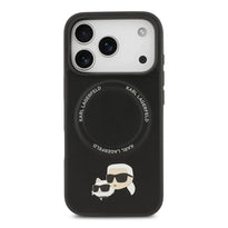 Karl Lagerfeld PU Leather Case with Karl & Choupette Head Pins for iPhone 17 Pro Max